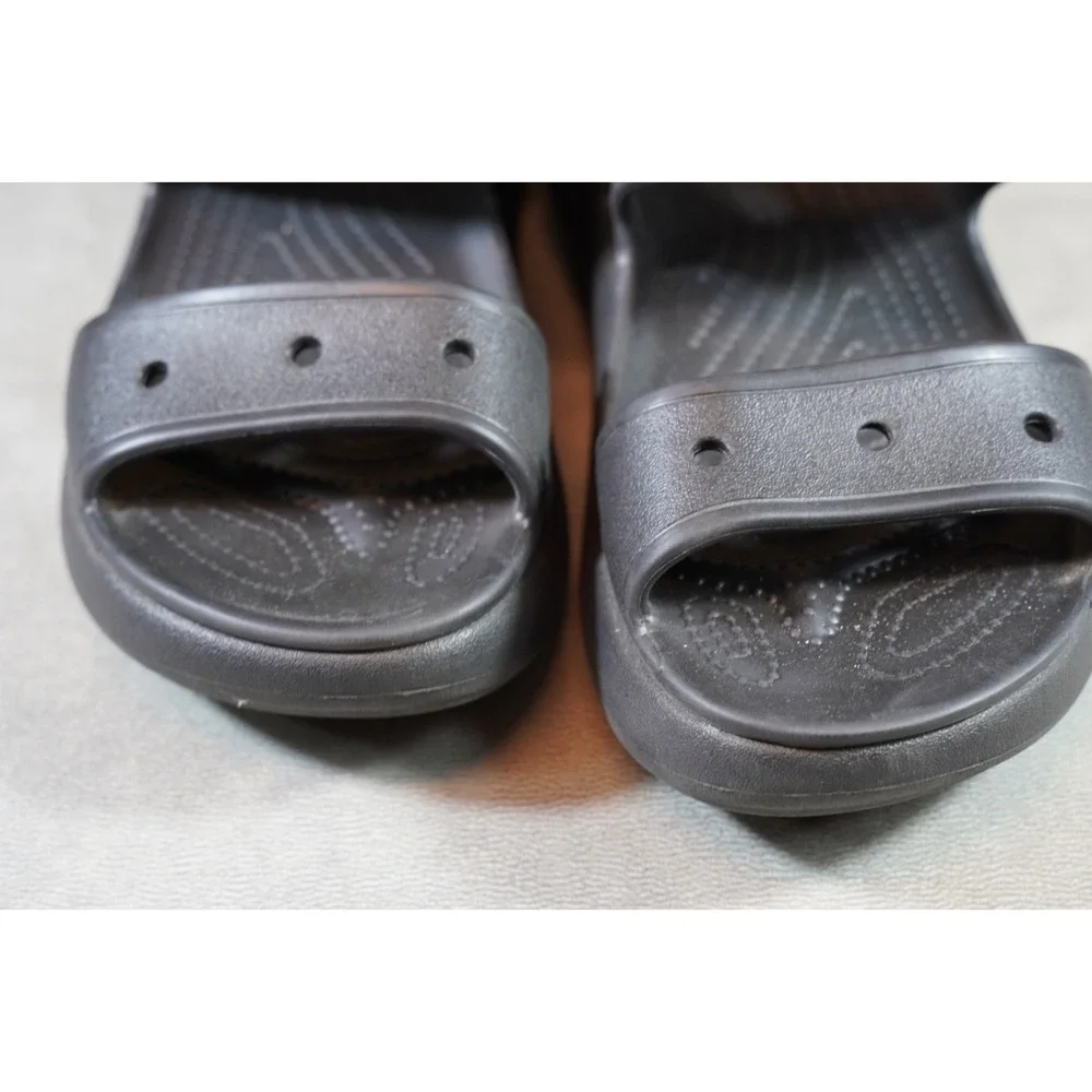 Men's Crocs Size 11 Black Two Strap Sandal Clog‎ Platform Iconic Comfort